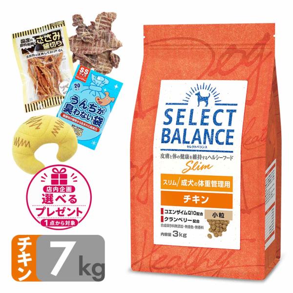 P10倍 低脂肪 ドッグフード セレクトバランス スリム チキン 小粒 7kg 成犬の体重管理用 ダイエット 減量 小型犬 低カロリー 合成保存料無添加 無香料