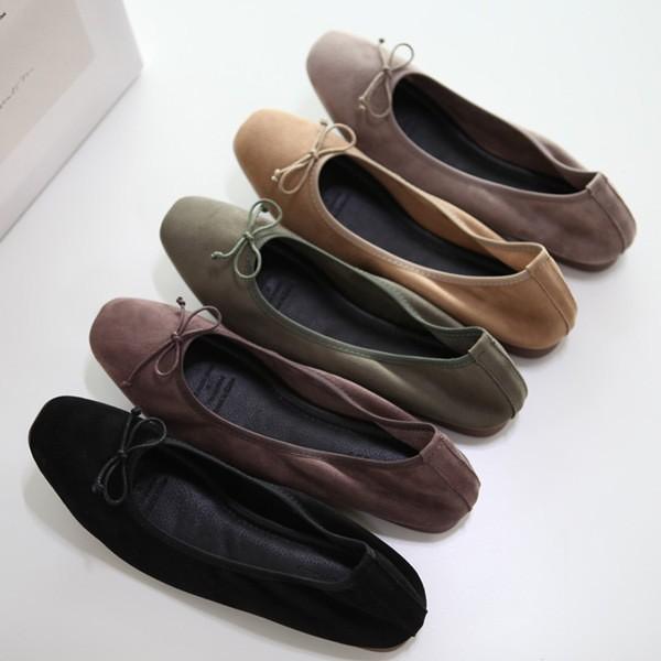 バレエシューズ リボン レディース スエード フラットシューズ パンプス ぺたんこ ペタンコ 靴 婦人靴 黒 ブラック 茶色 ブラウン O 2112 Deciliter デシリットル 通販 Yahoo ショッピング