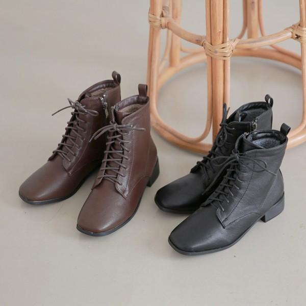 ショートブーツ レースアップ スクエアトゥ サイドジップ ローヒール フラット レディース 靴 婦人靴 ブラック ブラウン 黒 茶色 O 2248 Deciliter デシリットル 通販 Yahoo ショッピング