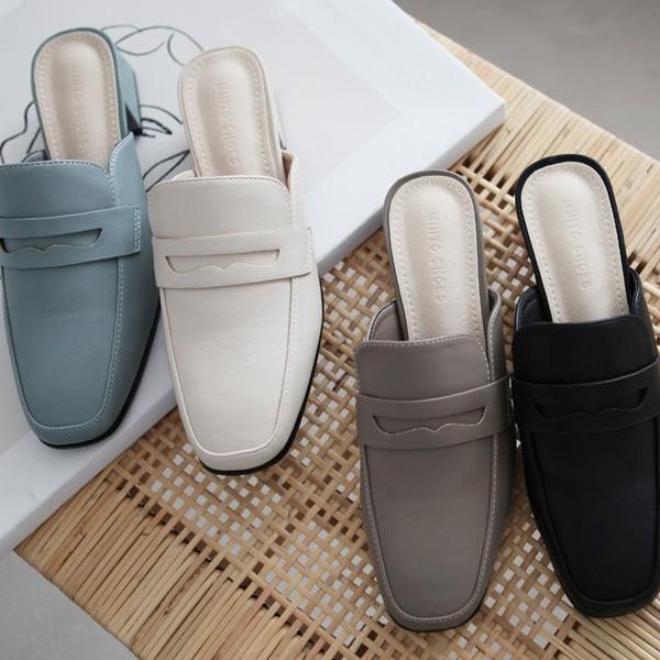 ローファー ミュール バブーシュ チャンキーヒール レディース おじ靴 革靴 黒 灰色 青 ブラック グレー ブルー ベージュ サンダル 婦人靴 O 2708 Deciliter デシリットル 通販 Yahoo ショッピング