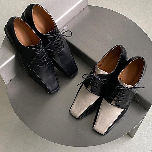 オックスフォードシューズ スクエアトゥ レースアップ レディース フラット ローヒール 黒 ブラック コンビ ローファー 革靴 おじ靴 靴 婦人靴 韓国 O 3875 Deciliter デシリットル 通販 Yahoo ショッピング