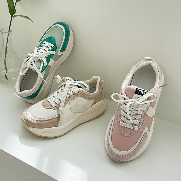 スニーカー ダッドシューズ ダッドスニーカー トラックソール レースアップ 靴紐 厚底 レディース ピンク グリーン ベージュ シンプル 安い 靴 婦人靴 韓国 O 4679 Deciliter デシリットル 通販 Yahoo ショッピング