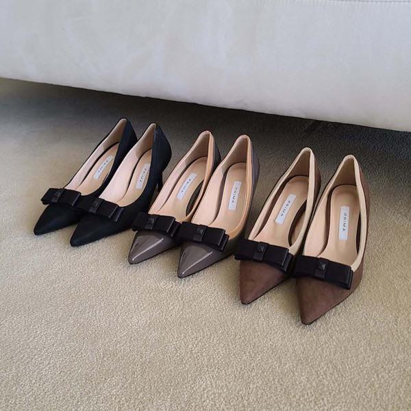 パンプス プレーン ポインテッドトゥ りぼん リボン モチーフ