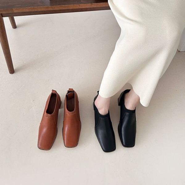 ブーティー ショートブーツ ローファー 天然牛革 レディース ミドル