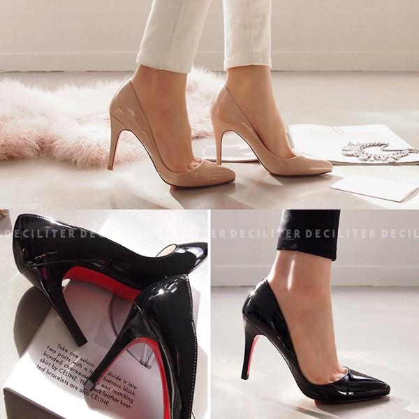 パンプス エナメル ポインテッドトゥ エナメル 黒 ブラック ベージュ レディースシューズ ハイヒール 婦人靴 痛くない レッドソール 結婚式 P3031 Deciliter デシリットル 通販 Yahoo ショッピング
