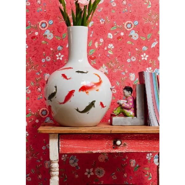 張り替え おしゃれ 輸入 内装 おすすめ Pipstudio4 壁紙 カラフル 花 昆虫 鳥 住宅設備 赤 カラフル 動物 レッド Diy ピップスタジオ アイフィンガー インテリアショップ デコール メール便無料