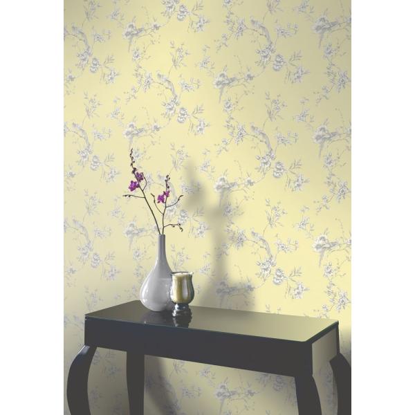 10ｍ巻 デコール 花鳥柄 Diy 工具 輸入壁紙 壁紙 黄色 Options2 海外取り寄せ品 テシード 住宅設備 Chinoise シノワズリ インテリアショップ クロス