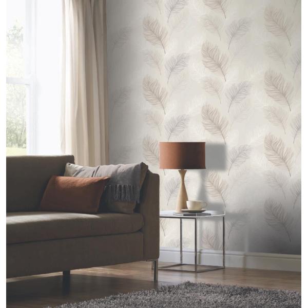 輸入壁紙 Whisper ブラウン 壁紙 Options2 羽柄 イギリス Arthouse 10ｍ巻 住宅設備 海外取り寄せ Options2 テシード クロス インテリアショップ デコール