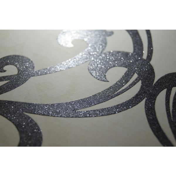 Fg4507 インテリアショップ 壁紙 輸入壁紙 ダマスク柄 ホワイト ラメブラック 内装 Diy 工具 デコール