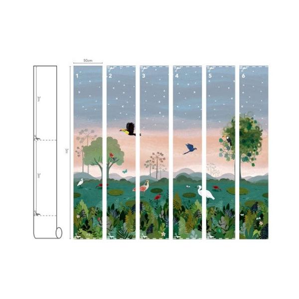 安い Picturebook W574 01 Dusky Amazon 輸入壁紙 クロス Diy パネルタイプ アマゾン 熱帯雨林 鳥 キッズ 子供部屋 絵本 貼って剥がせる 18ｍ巻 最上の品質