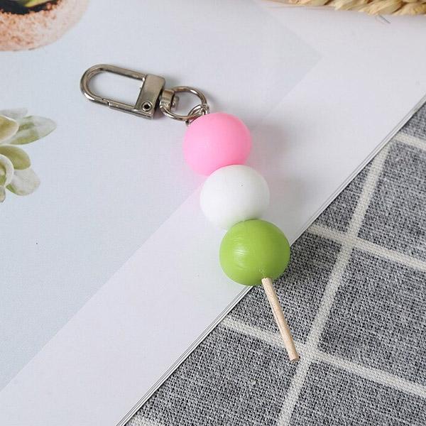 3色だんごのキーホルダーパーツ☆かわいいアンティークチャーム 団子