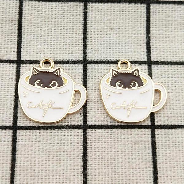 マグカップに隠れた黒猫ちゃん☆かわいいアンティークチャーム ねこ