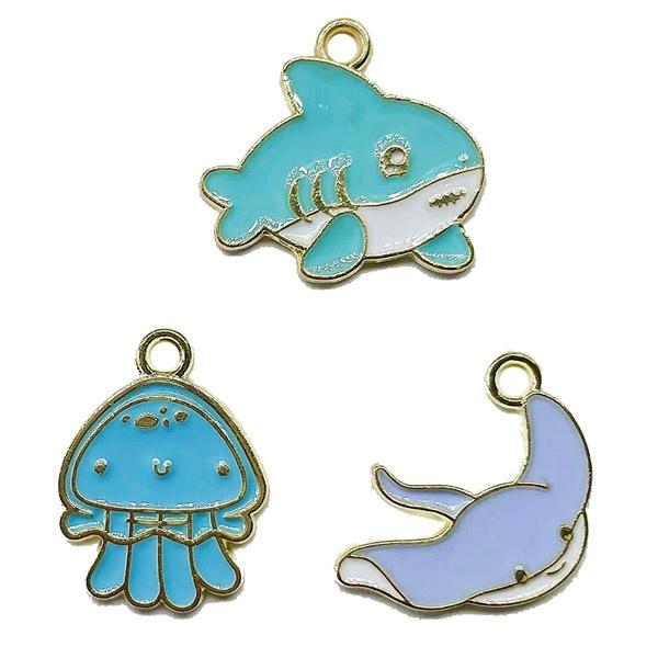 クラゲさんとサメさんとマンタさん☆かわいいアンティークチャーム