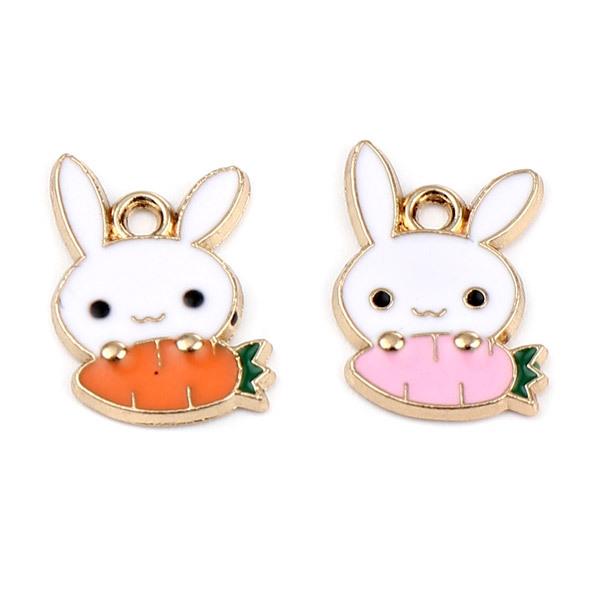 にんじんを持ったウサギ☆かわいいアンティークチャーム うさぎ