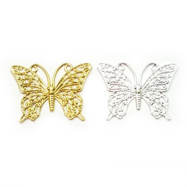 しっかりとした質感のバタフライ(蝶)☆メタル透かしパーツ ちょうちょ