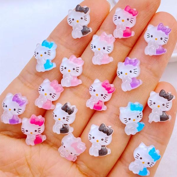 座って口に手をやるネイルサイズのネコパーツ 5個セット☆プラスチック