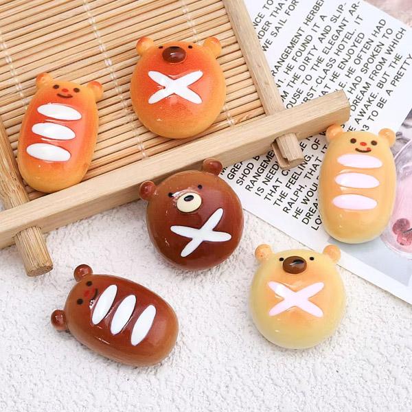 かわいいくまちゃんの形のパン 3個セット☆スイーツデコパーツ 熊 クマ 