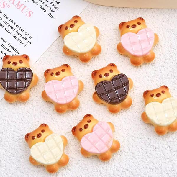 ハートを持ったクマちゃんのチョコレートクッキー 3色セット☆スイーツ 