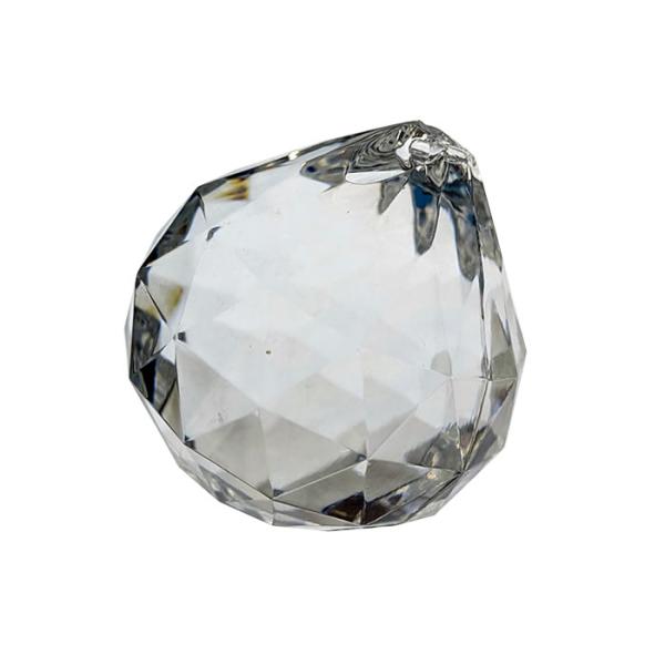 ※価格は1個の金額になります。ダイヤカット洋梨型（ドロップ型）ペンダントパーツ（サンキャッチャーボール）■素材：アクリル■サイズ：縦50mm／直径(横)43mm／重さ50g■穴：1穴タイプ　約2mmΦ※サイズは個体により多少誤差のある場合が...