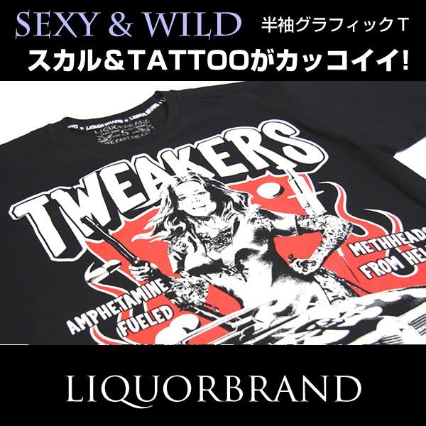 グラフィックス セクシー タトゥー プリント 半袖 Ｔシャツ Liquorbrand（リカーブランド）TSM-223