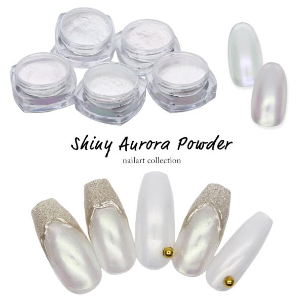 ほぼ未使用品　NOVEL ジェルネイル　パウダー　パーツセット ネコポス送料無料]ネイルアート シャイニーオーロラパウダー 全5色