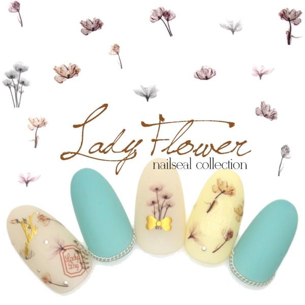 特徴大人上品にきまる〇゜レディーフラワーシール儚げなレディーのようなフラワー…ヴィンテージ感のある色合いで気品の中にも可愛らしさを…〇゜ シートが薄いのでジェルの埋め込みが可能です。自爪・つけ爪はもちろんアクセサリー、携帯などもＯＫ入数/サ...