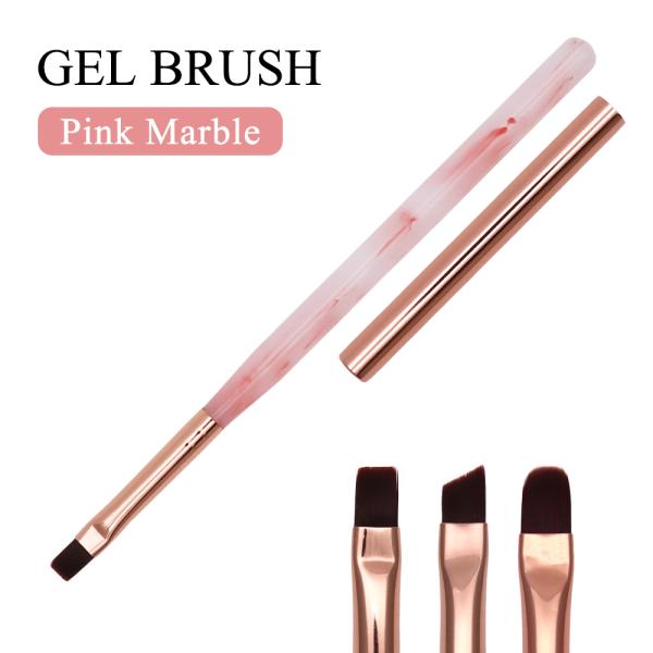 [Release date: June 30, 2025]【特徴】保管もしやすいキャップ付き！軽くて持ちやすい！基本のネイルに使える3種類のジェルブラシピンクマーブル模様の柄と、ピンクゴールドが可愛いジェルブラシ フラットベースやトップ、カ...
