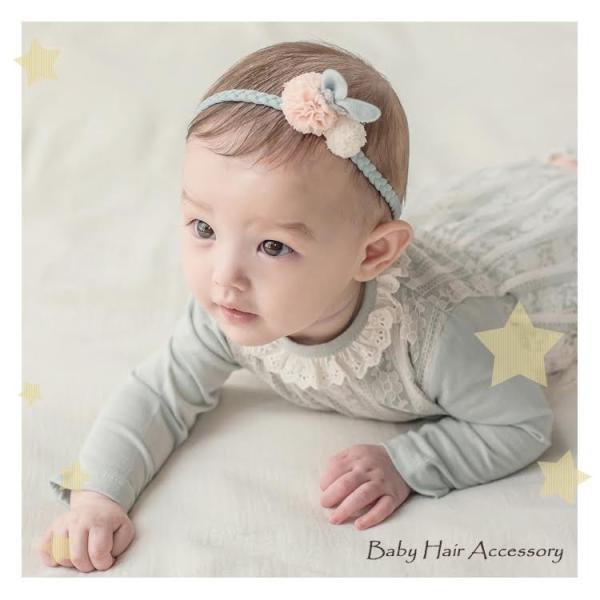 ガールズ ベビー ヘアバンド ヘアアクセサリー ピンクチュール ボンポン 女の子 キッズ 発表会 結婚式 花 フラワー 最上の品質な