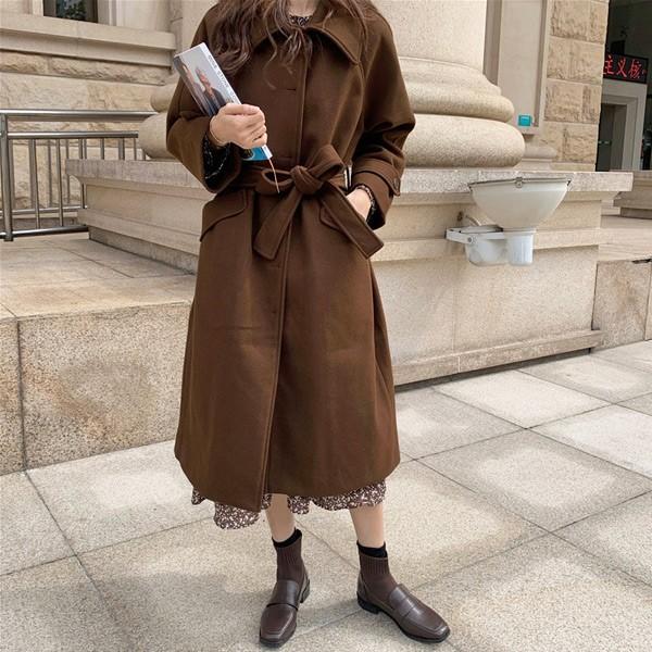 即納あり アウター ロングコート ベルト付き 大きめ襟 無地 ダンス 衣装 韓国 ヒップホップ レディース 8da109 韓国系ダンスウェアdecorative 通販 Yahoo ショッピング