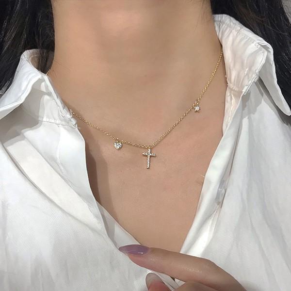即納あり ネックレス クロス ハート スター ラインストーン ゴールド 韓国系 ファッション レディース A1a061 原宿系ダンスウェアdecorative 通販 Yahoo ショッピング