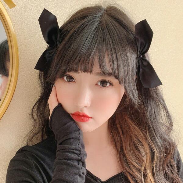ブラックリボン ヘアクリップ 2個セット 韓国系 ファッション