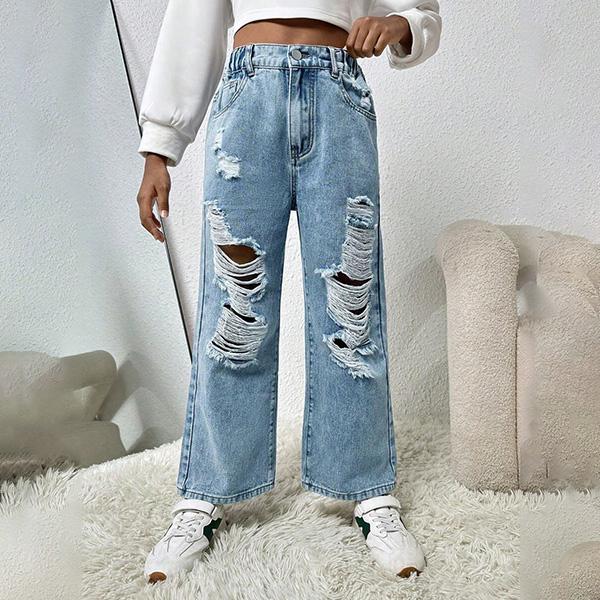 キッズ ダンス 衣装 デニム パンツ ジーンズ ジーパン ダメージ ワイド ゆったり ダボダボ 練習着 ズボン レッスン着 子供 子ども 子供服 男の子 女の子
