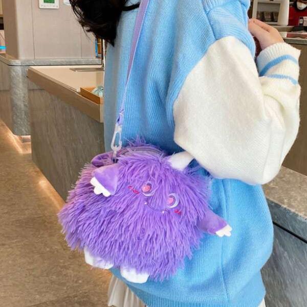 モンスターモチーフ ショルダーバッグ ミニバッグ パープル 紫
