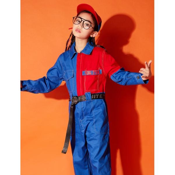 キッズ つなぎ ジャンプスーツ バイカラー ストリート ダンス 衣装