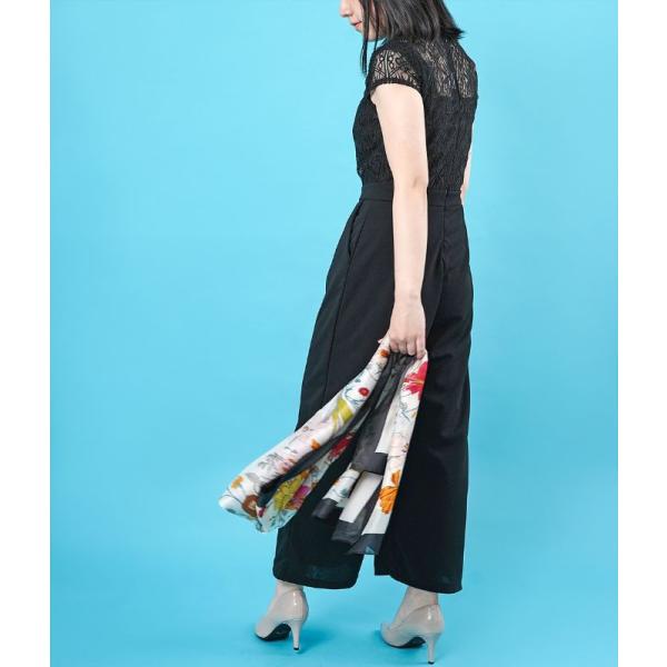 「cawaii french」レディース ファッション パンツドレス オールインワン コンビネゾン 半袖 レース 花柄 ブラック ブラウン セレモニー