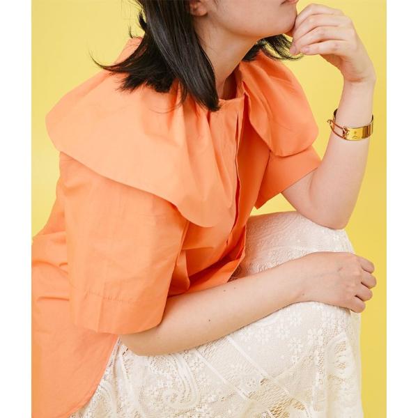 「cawaii french」レディース ファッション トップス ブラウス ビッグカラー 半袖 無地柄 オレンジ かわいい kawaii cawaii 服 服の通販