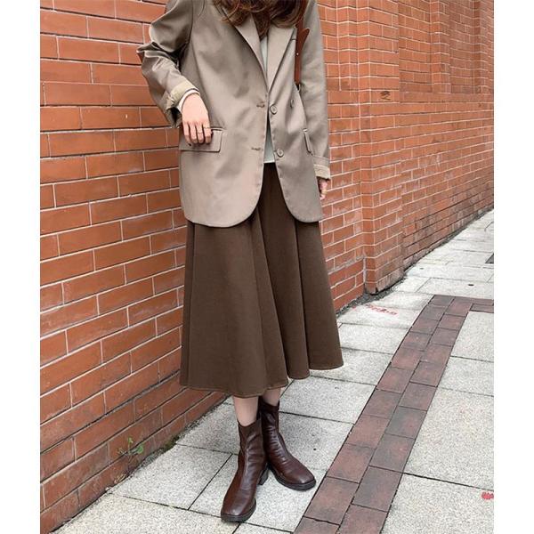 ウール フレアスカート ロング レディース 秋冬 Aライン 落ち感 暖かい 防寒 ロングスカート マキシ丈 ハイウエスト 美シルエット 細見え 体型カバー きれいめ