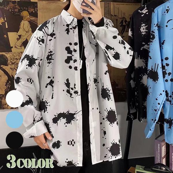 トランプ柄 トップス シャツ 長袖 オルチャン 衣装 ダンス アメカジ 総柄 新 モデルメンズ - トランプ柄 トップス シャツ 長袖 オルチャン