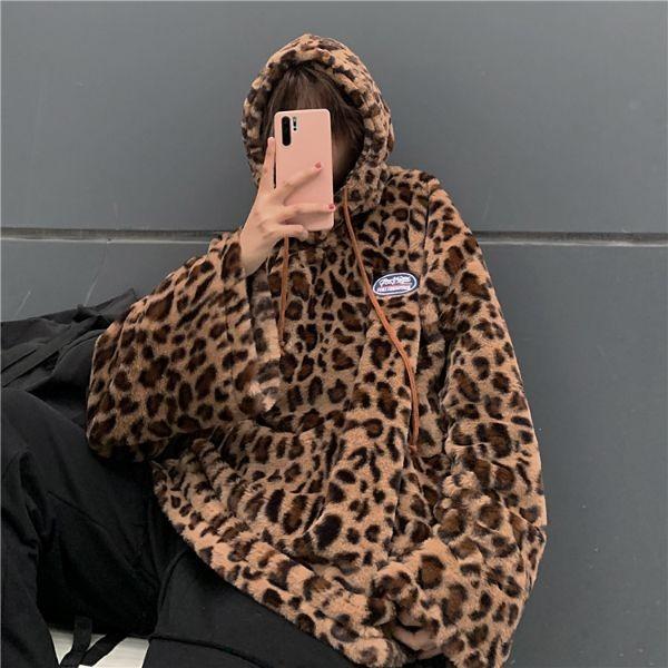 パーカー レディース おしゃれ ヒョウ柄 レオパード柄 ビッグ パーカー レディース おしゃれ ヒョウ柄 レオパード柄 ビッグ