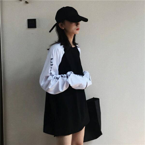 長袖tシャツ カットソー トップス ロングスリーブ オーバーシルエット レディース ファッション Y3a262 韓国系ダンスウェアdecorative 通販 Yahoo ショッピング