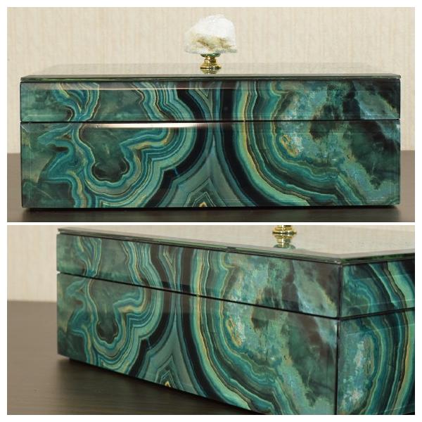 マラカイトボックス 孔雀石柄のジュエリーボックス 小物入れ 小箱 収納