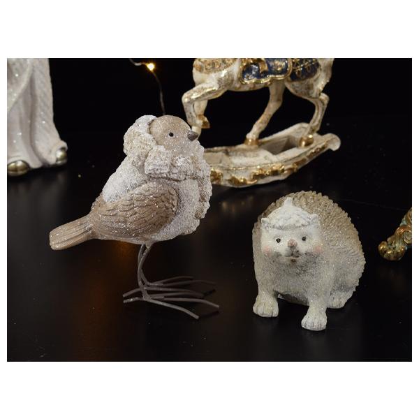 木製ハリネズミと小鳥の置物 harinezumi-c001.jpg