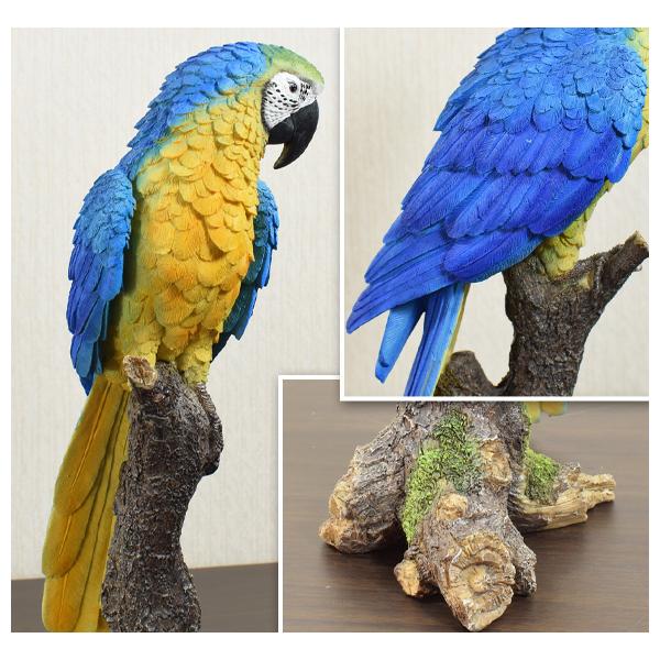 ルリコンゴウインコ 造形が美しい鳥の置物 オブジェ オウム 飾り 鳥