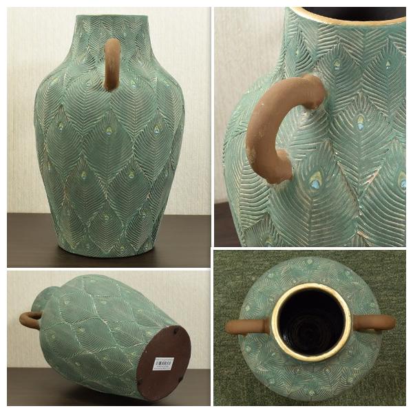 Peacock ピーコック 立体的な孔雀の羽模様の花瓶 フラワーベース 花器