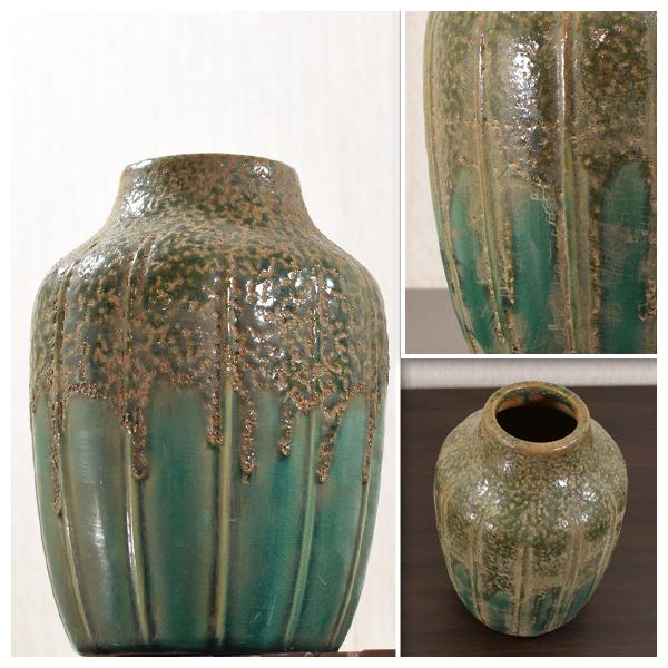 Green Wapot グリーンワポット 和の壷のような花瓶 陶器製 花器