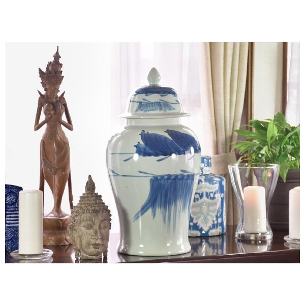 陶器製 花瓶と皿 セット 山水画風