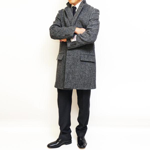 ハリスツイード メンズ チェスターコート 21 新作 秋冬 英国 Harris Tweed 霜降り調 灰グレー杢 チェスターフィールドコート Buyee 日本代购平台 产品购物网站大全 Buyee一站式代购 Bot Online