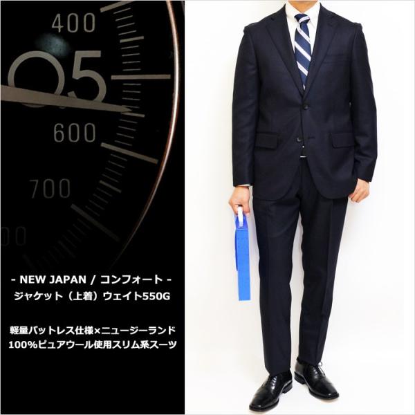 AB6新品未使用！高級ニュージーランドウール100%ネイビーシングルスーツ！ decte_899103-1