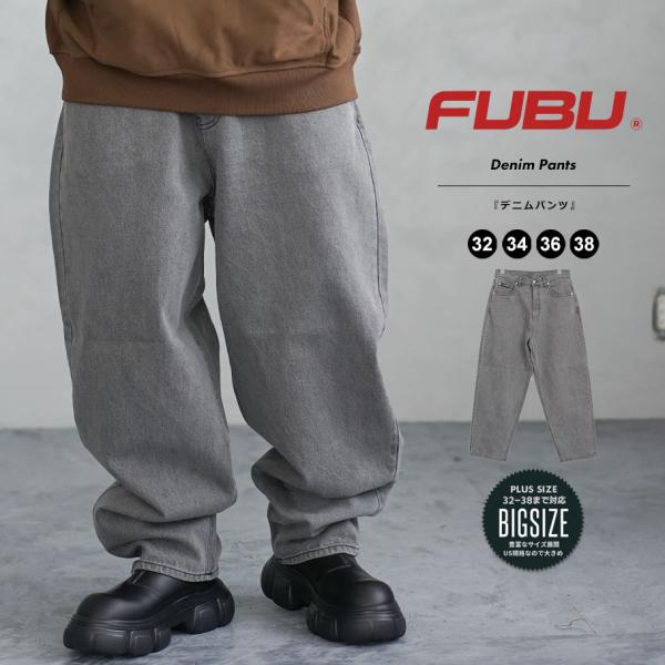 FUBU フブ デニムパンツ メンズ ロング ブラック 32 34 36 38