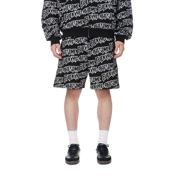 【P10倍】【SALE】AOP Stamp Sweat Shorts / Black-White Fucking Awesome(ファッキンオーサム)